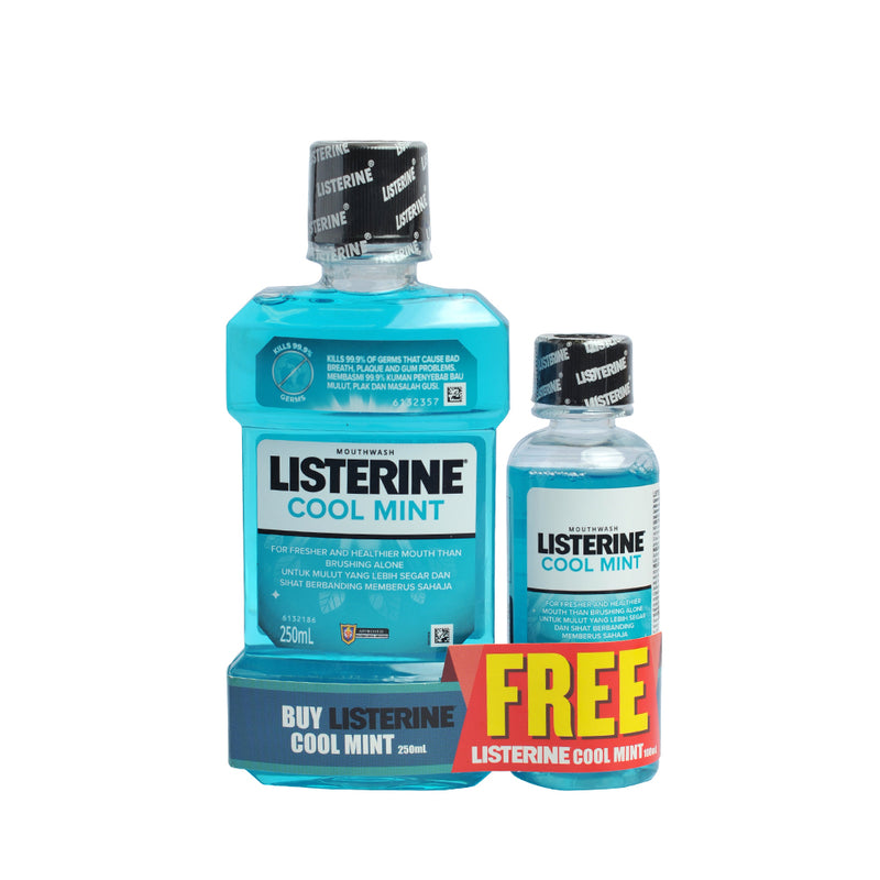 Listerine Mouthwash Coolmint 250ml Free Listerine 100ml