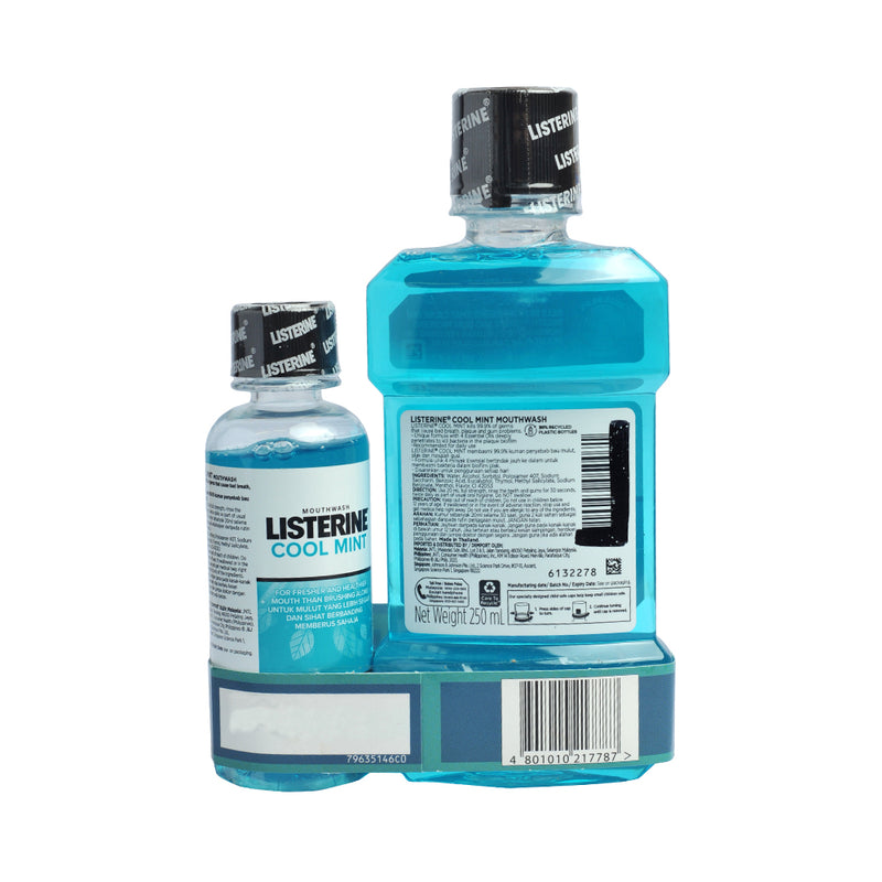 Listerine Mouthwash Coolmint 250ml Free Listerine 100ml