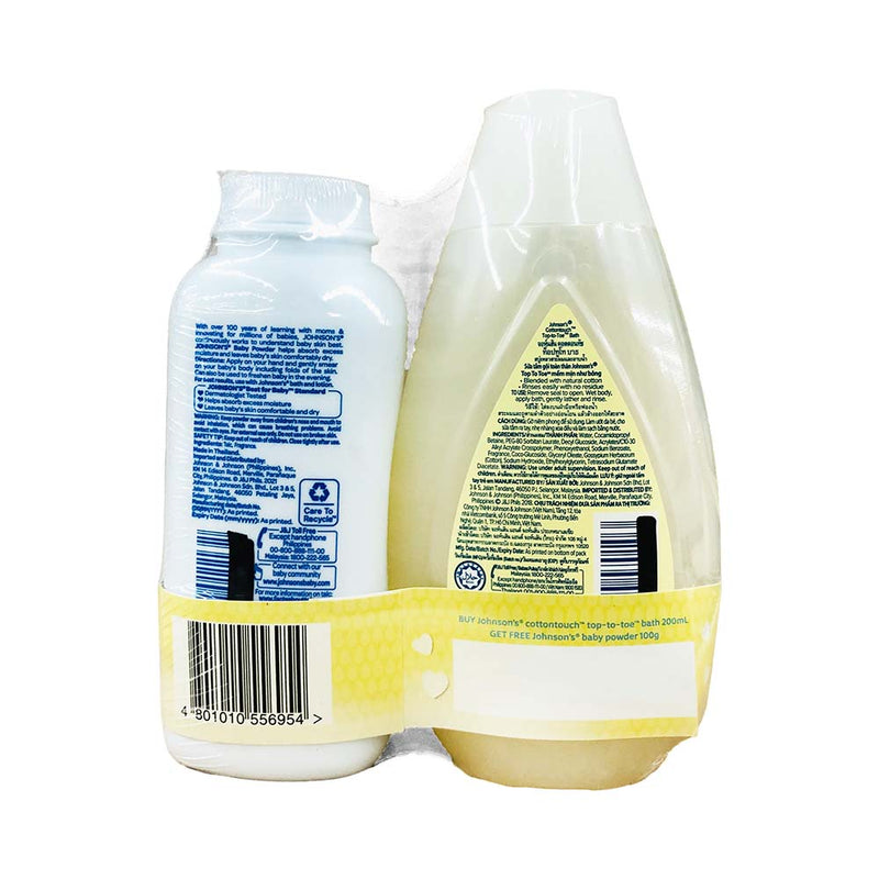 Johnson's Cottontouch Top To Toe Bath 200ml + Johnson's Baby Powder Regular 100g
