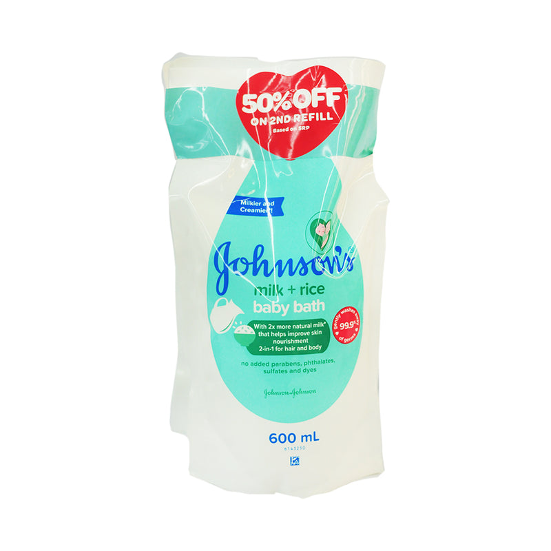 Johnson's Baby Bath Milk + Rice Refill 600ml x 2's