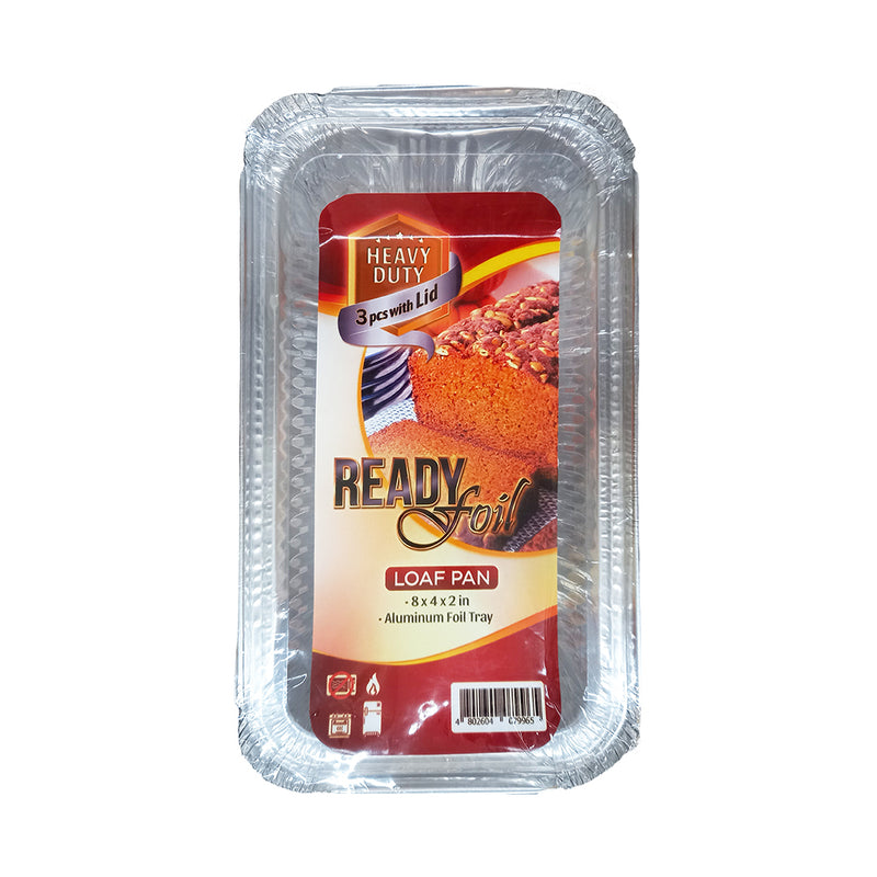 Heavy Duty Ready Foil Aluminum Tray With Lid Loaf Pan 8 x 4 x 2in