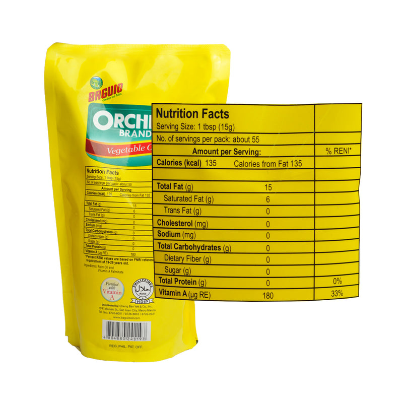 Baguio Orchids Brand Pure Vegetable Oil SUP 900ml