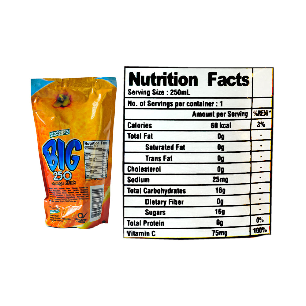 Facts Label Orange Juice Protein Content Calories In 250 Ml Orange Juice  Fresh Orange Calories