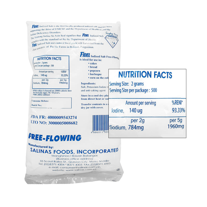 Fidel Iodized Salt Free Flowing 1kg