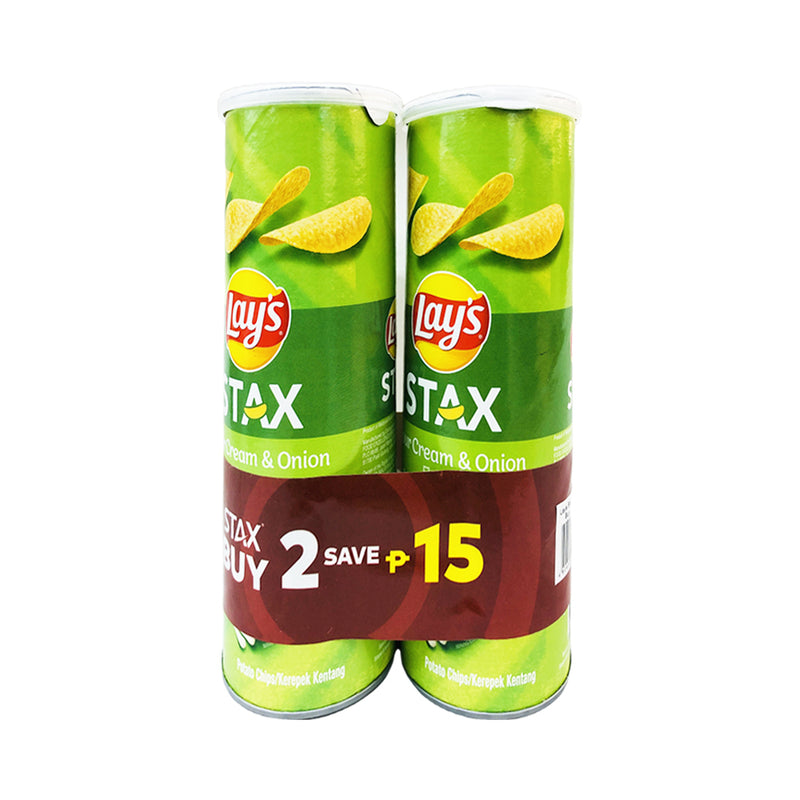 Lay's Stax Potato Chips Sour Cream And Onion 105g x 2's