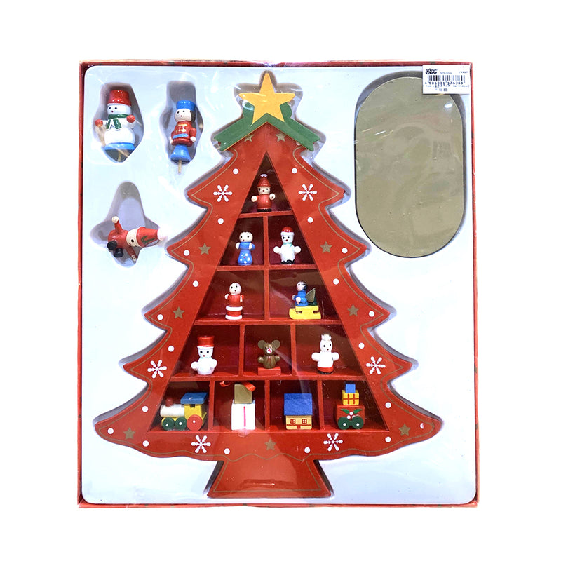 Shining East Wooden Christmas Tree With Wooden Miniatures 29.5cm