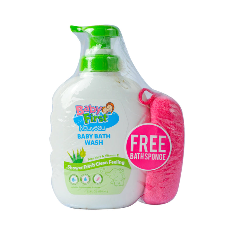 Baby First Nouveau BaBy Bath Wash Aloe Vera And Vitamin E 650ml Free Sponge