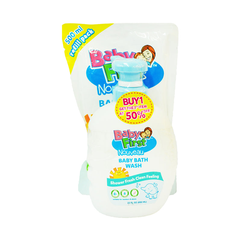 Baby First Nouveau Baby Bath Wash 650ml + Refill Pack 500ml