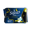 Sisters Premium Ultra Thin Pads Night Use With Wings 6's