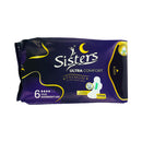 Sisters Premium Ultra Thin Pads Overnight Use With Wings 6's