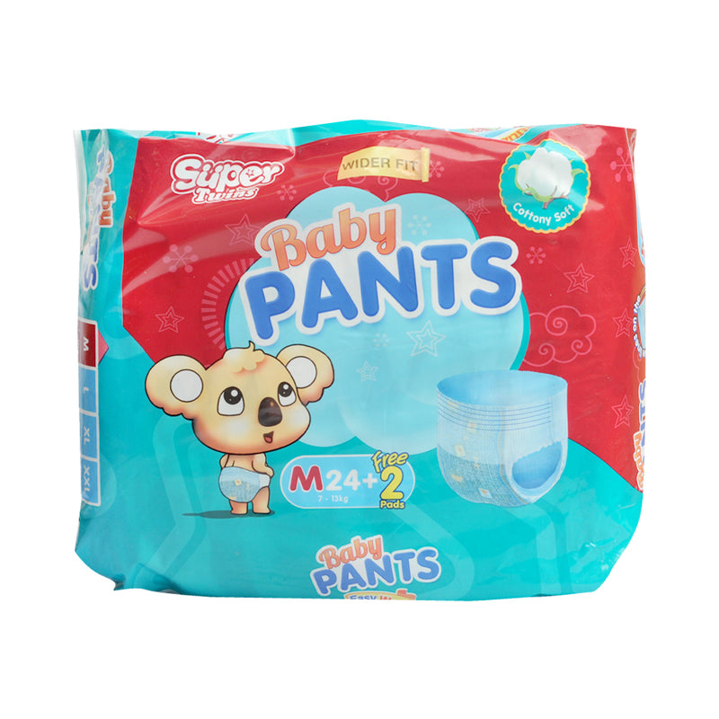 Super Twins Baby Pants Diaper Big Pack Medium 24's + 2 Free Pads