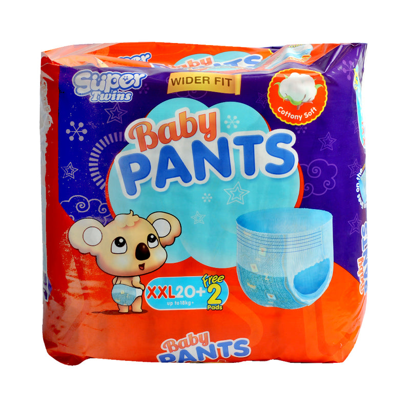 Super Twins Baby Pants Diaper Big Pack XXL 20's + 2 Pads