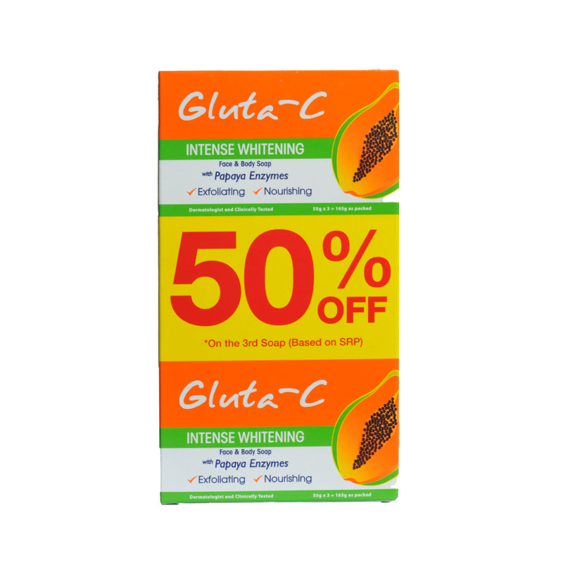 Gluta-C Intensive Whitening Soap With Papaya Enzymes 55g x 3's
