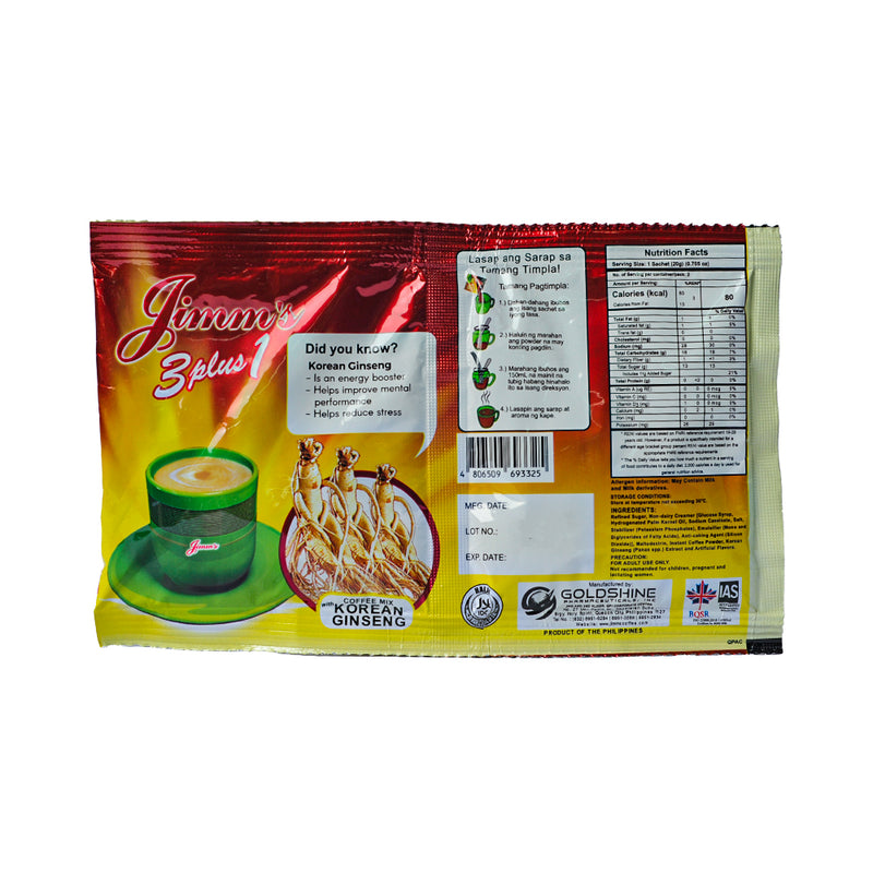 Jimm's 3 Plus 1 Coffee Mix With Korean Ginseng Twinpack 40g