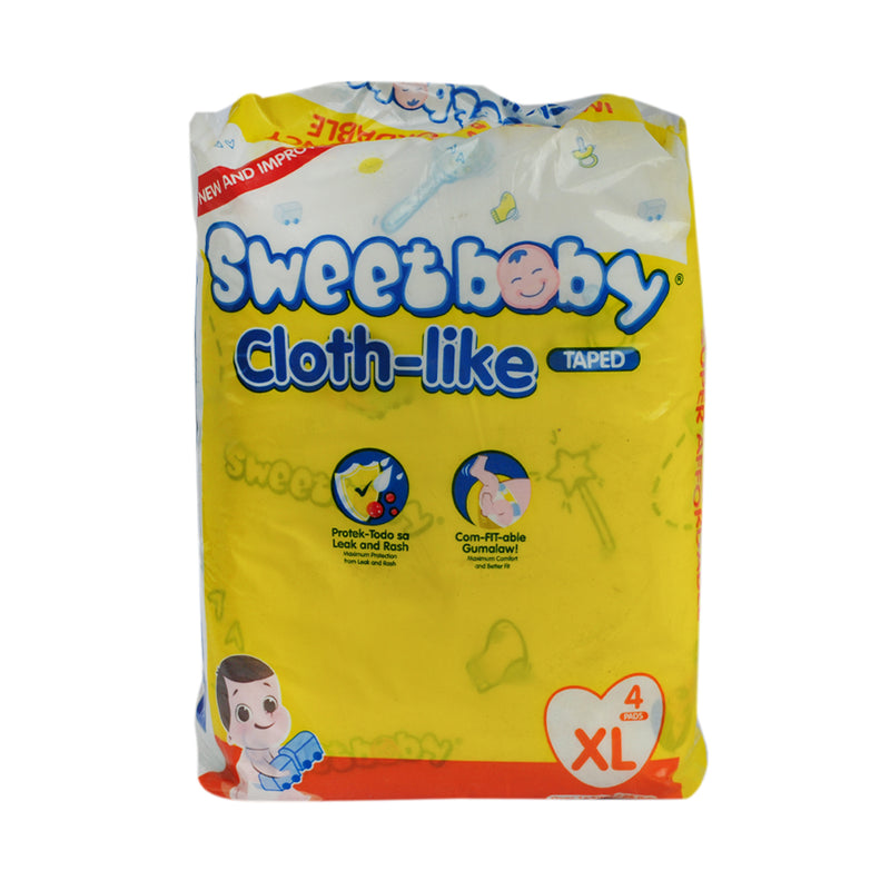 Sweet Baby Cloth-Like Taped Diapers XL 4 Pads