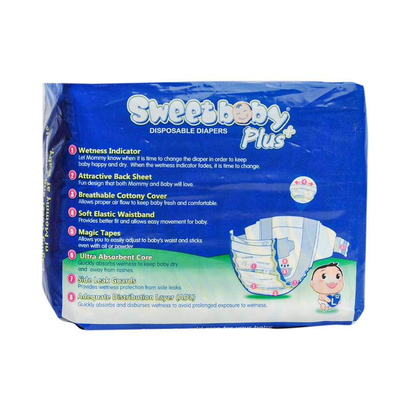 Sweet Baby Plus Disposable Diapers Travel Pack Large 12's + 1 Pad