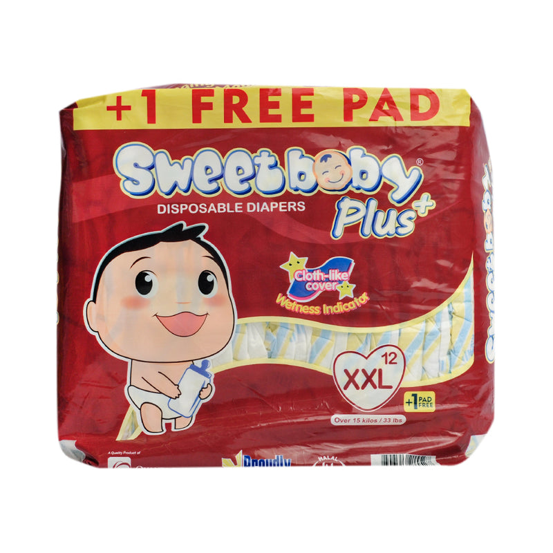 Sweet Baby Plus Disposable Diapers Travel Pack XXL 12's + 1 Pad