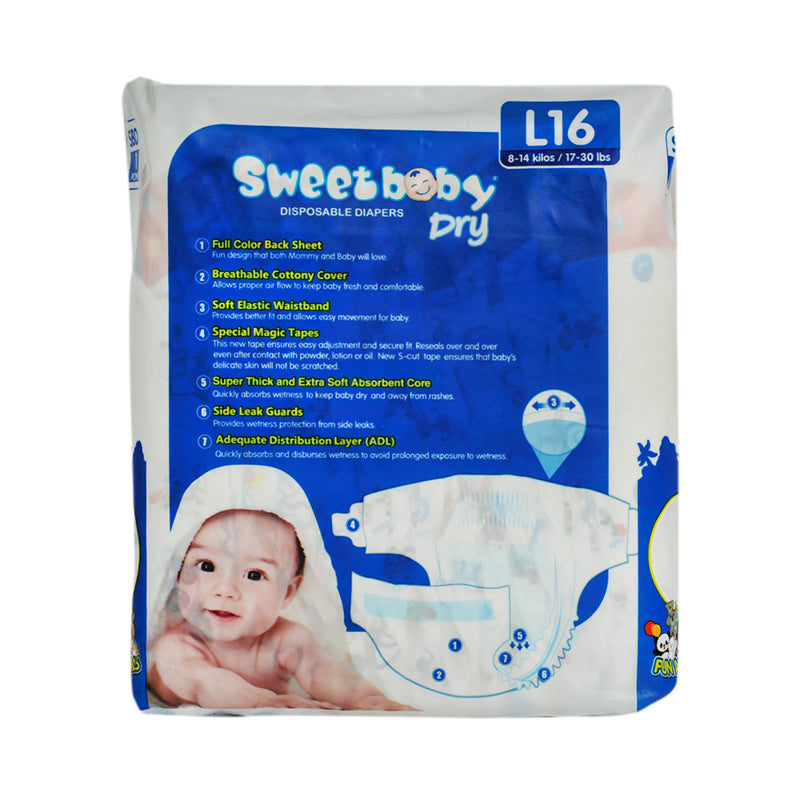 Sweet Baby Dry Disposable Diapers Travel Pack Large 16's