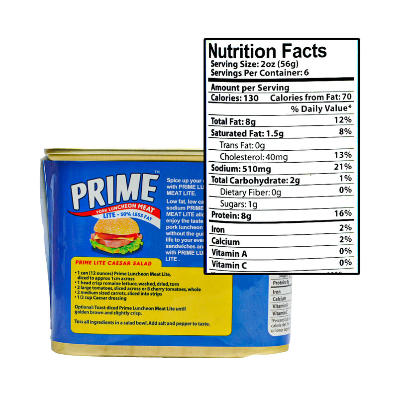 Prime Pork Luncheon Meat Lite 50% Less Fat 340g (12oz)