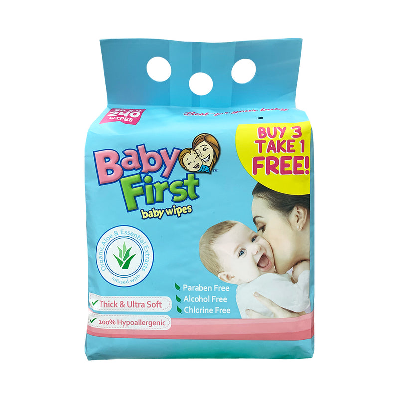 Baby First Baby Wipes Unscented 60 Sheets x 3's + 1