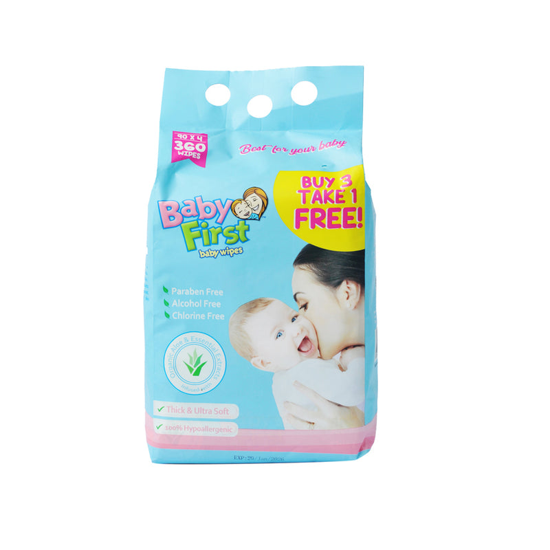 Baby First Baby Wipes Unscented 90's 3 + 1