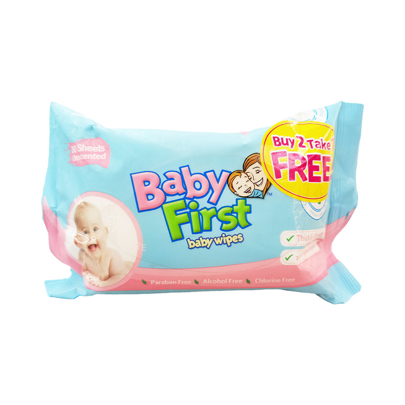 Baby First Baby Wipes Unscented 30 Sheets 2's + 1