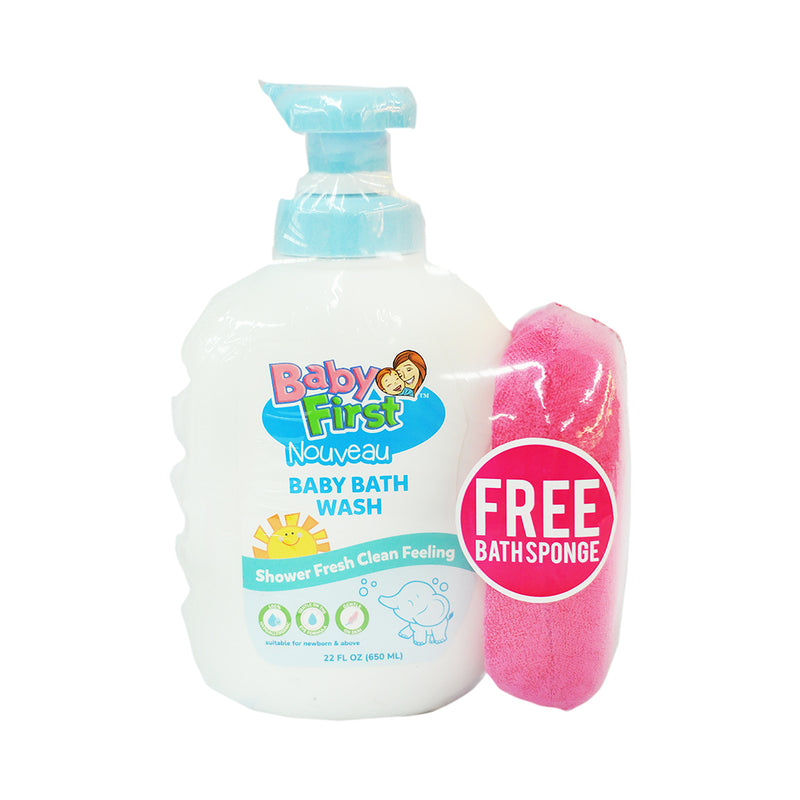 Baby First Nouveau Baby Bath Wash Milk Scent 650ml With Bath Sponge