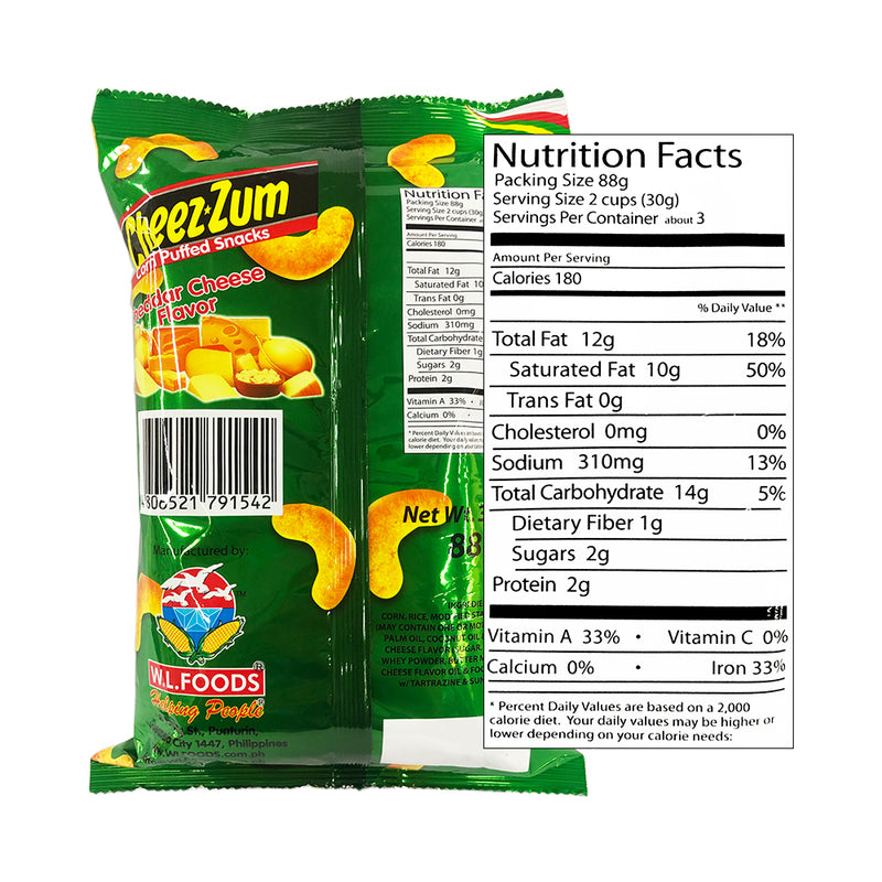 W.L. Cheez-Zum Corn Puffed Cheddar Cheese 88g