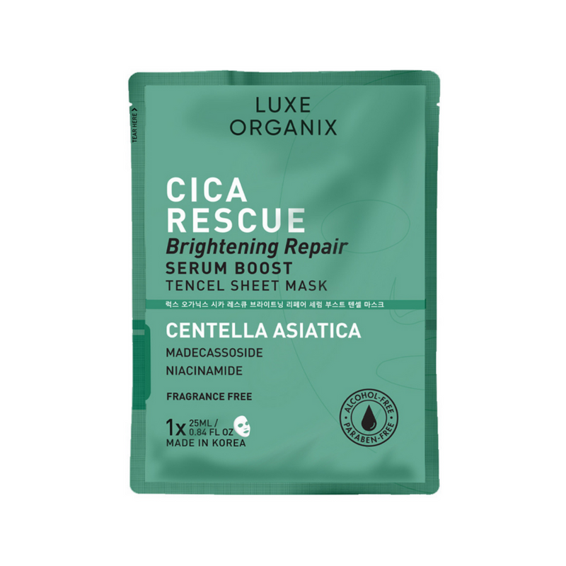 Luxe Organix Cica Rescue Brightening Repair Serum Boost Sheet Mask 25ml