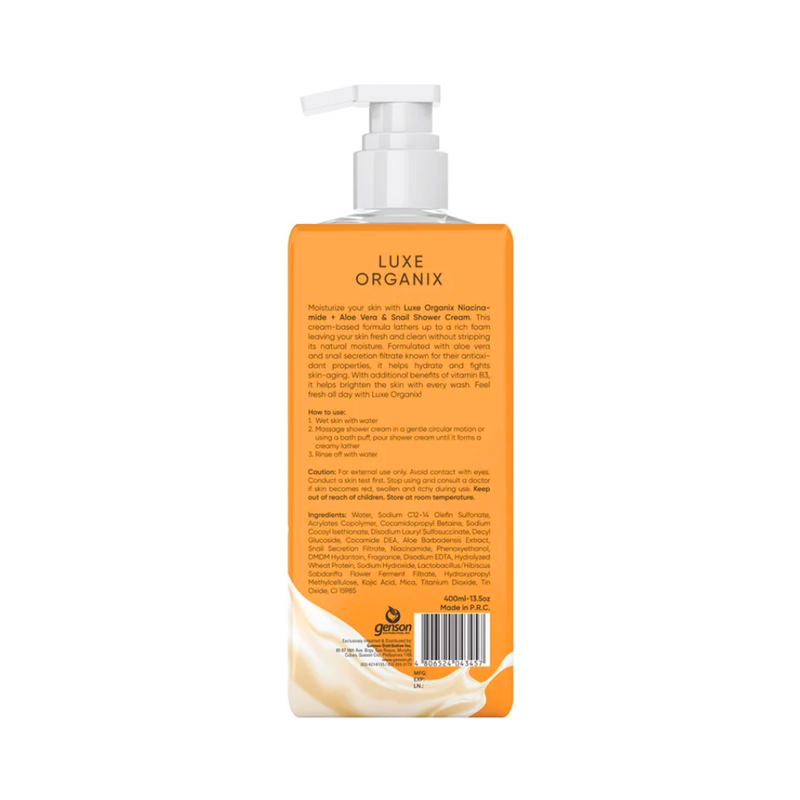 Luxe Organix Niacinamide + Aloe Vera And Snail + Kojic Acid Shower Cream 400ml