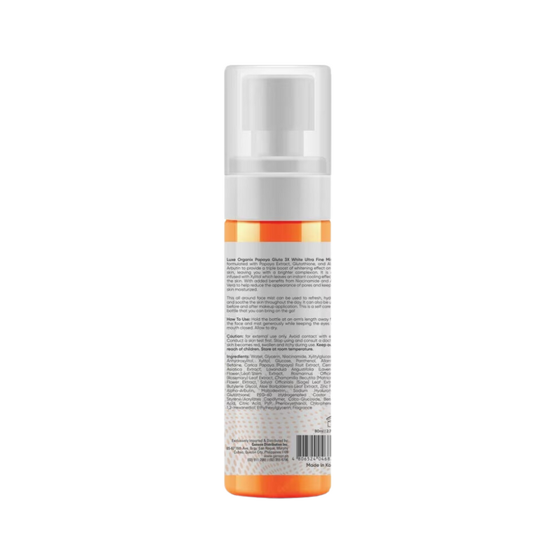 Luxe Organix Papaya Gluta 3x White Ultra Fine Mist 80ml