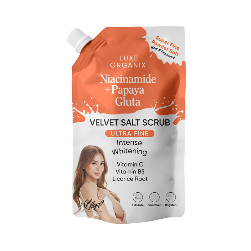 Luxe Organix Niacinamide Plus Papaya Gluta Velvet Salt Scrub 300g