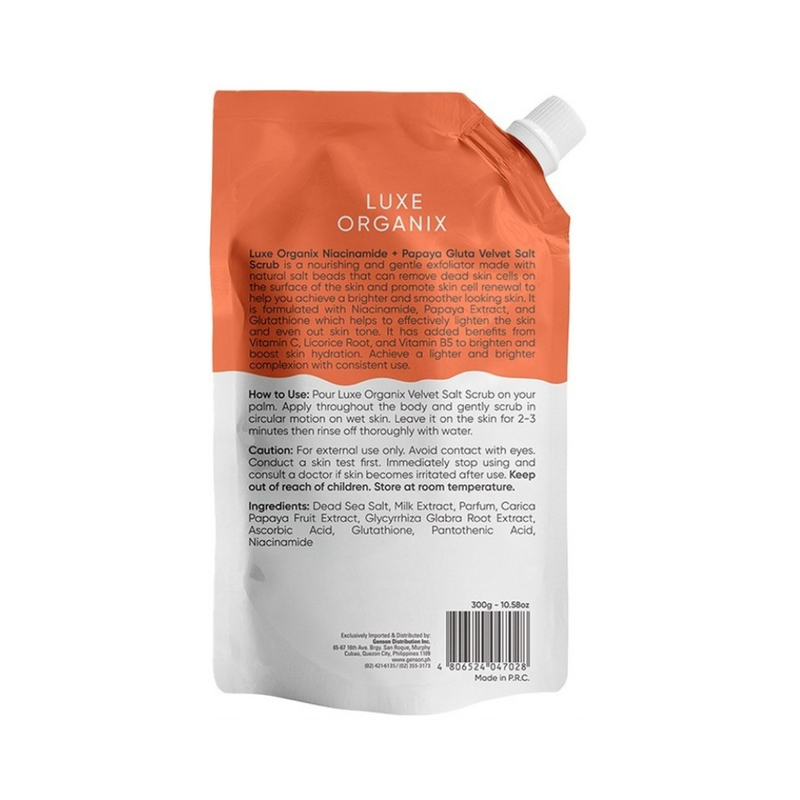 Luxe Organix Niacinamide Plus Papaya Gluta Velvet Salt Scrub 300g