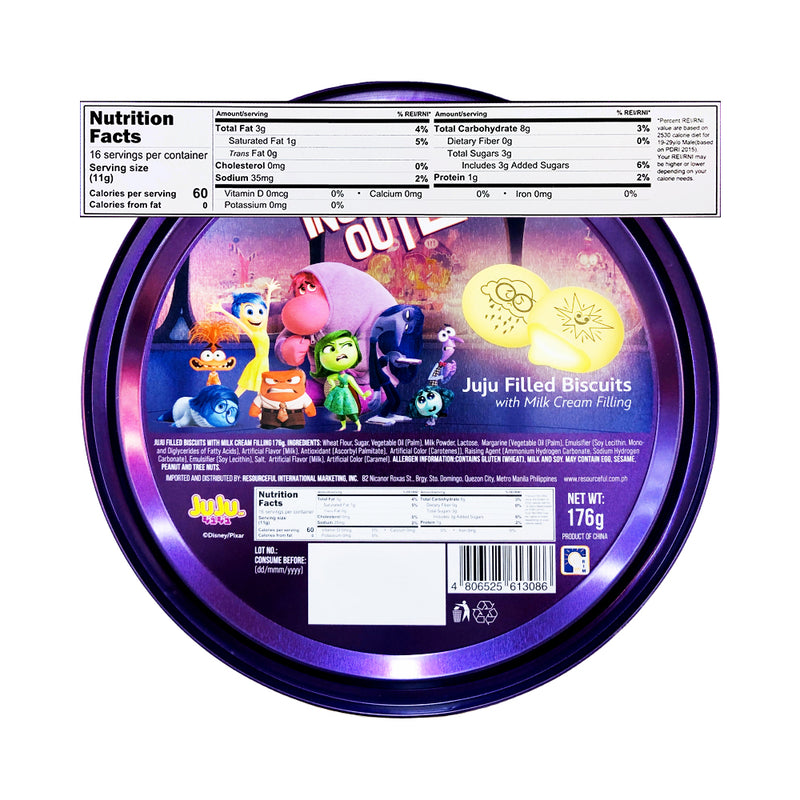 Juju Disney Princess Biscuit With Milk Creamy Filling Tin 176g