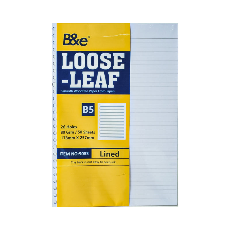 B And E Loose Leaf Notebook Lined Binder B5 50 Sheets