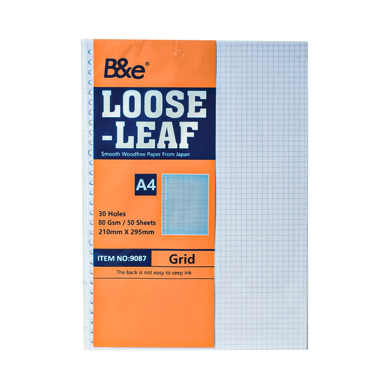 B And E Loose Leaf Notebook Grid Binder A4 50 Sheets