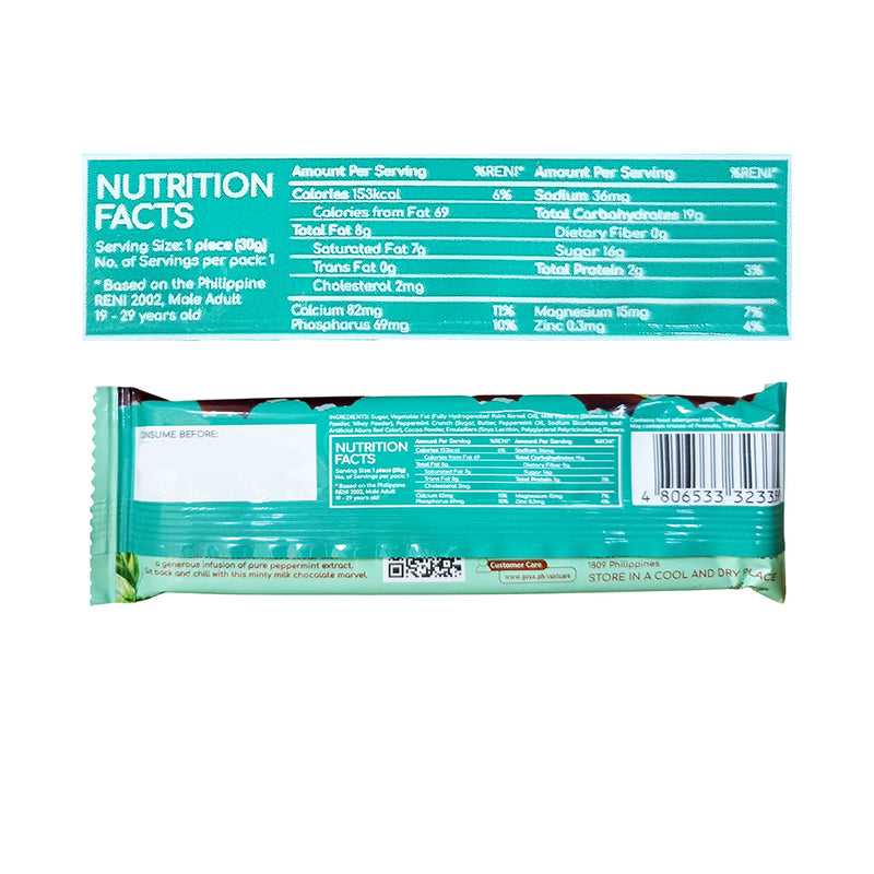 Goya Winter Chill Milk Chocolate Bar With Pure Peppermint Extract 35g