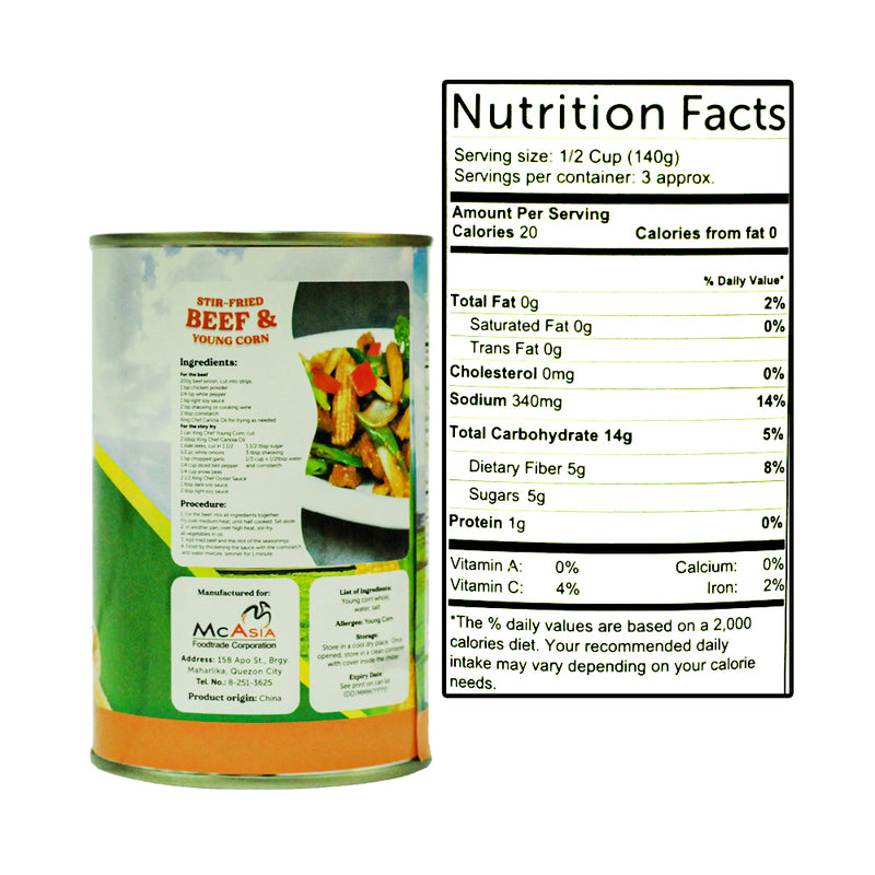 King Chef Young Corn Whole 425g