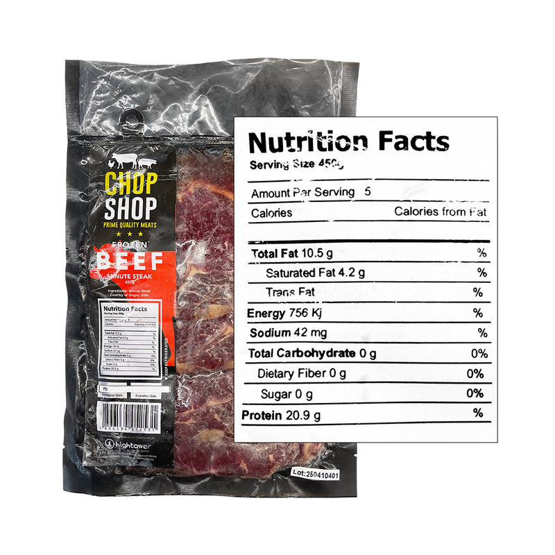 Chop Shop Beef Minute Steak 450g