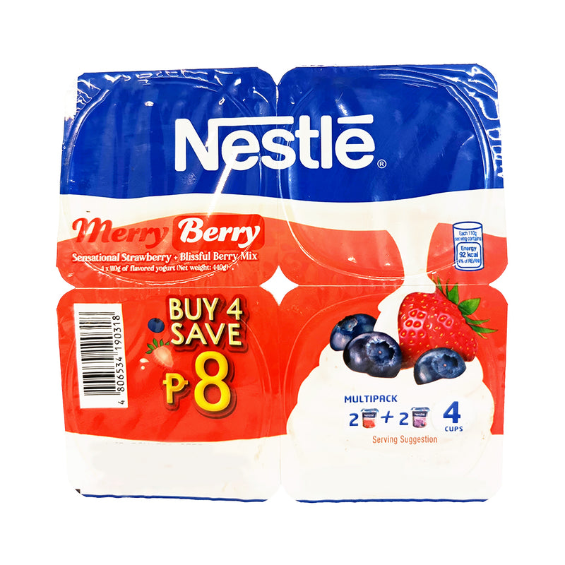 Nestle Fruited Yogurt (2 Strawberry 110g + 2 Berry Mix 110g)