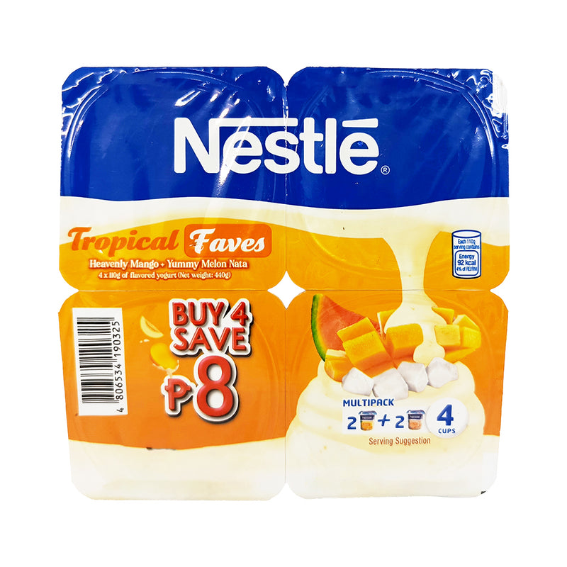 Nestle Fruited Yogurt (2 Heavenly Mango 110g + 2 Melon Nata 110g)