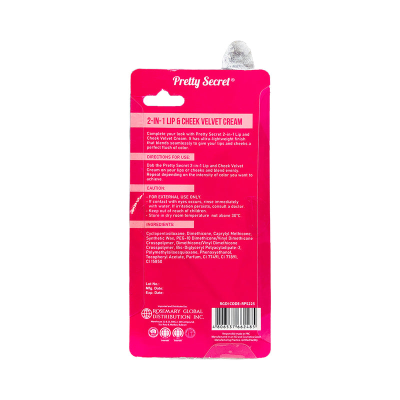 Pretty Secret 2in1 Lip And Cheek Velvet Cream 7.5ml