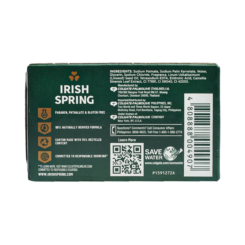 Irish Spring Original Clean Deodorant Bar Soap 104.8g (3.7oz)