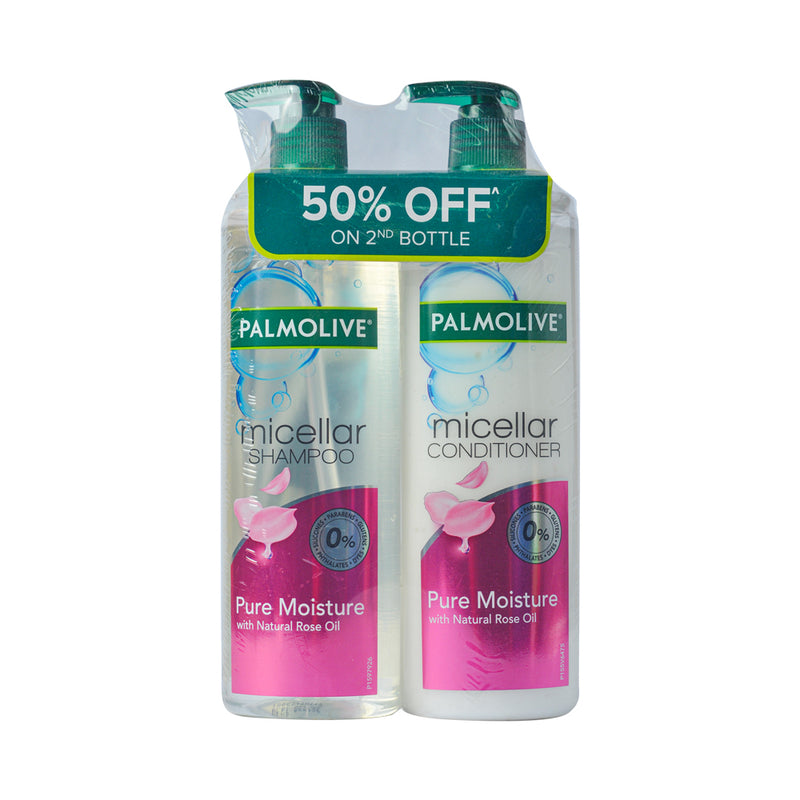 Palmolive Micellar Shampoo + Conditioner Pure Moisture 380ml 50% Off On 2nd Bottle