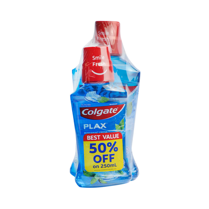 Colgate Plax Mouthwash Peppermint 500ml + 250ml