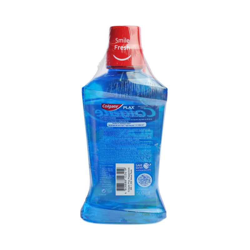 Colgate Plax Mouthwash Peppermint 500ml + 250ml