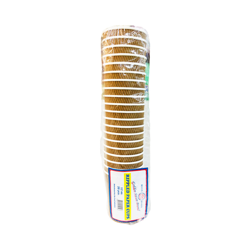 Golden Swan Paper Cups Rippled Kraft 20's