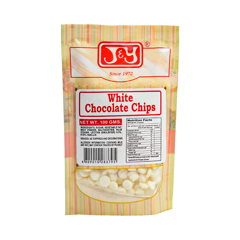 J & Y White Chocolate Chips 100g