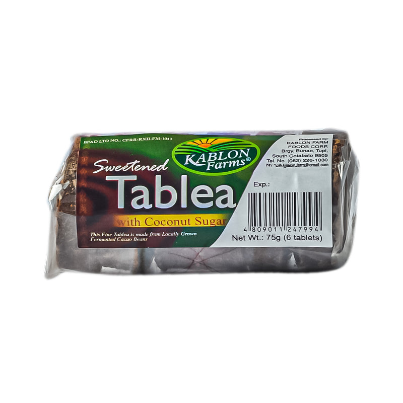 Kablon Sweetened Tablea With Coconut Sugar 6's