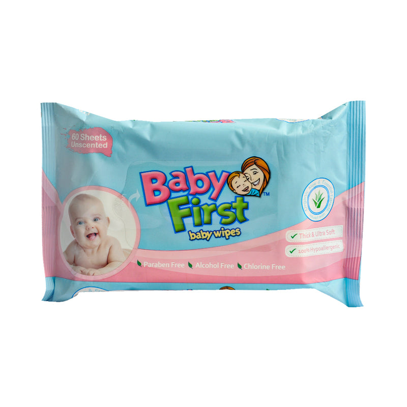 Baby First Baby Wipes Unscented 60's